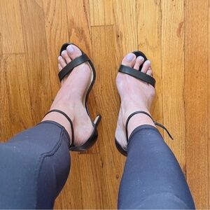 Black Ankle-Strap Stiletto Sandals - Women